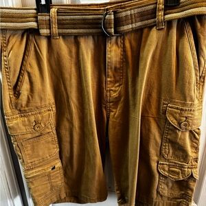 Men's Cargo Shorts in Brown with Web Belt